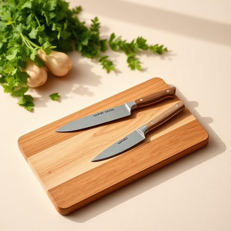 Tábua de madeira com kit de facas